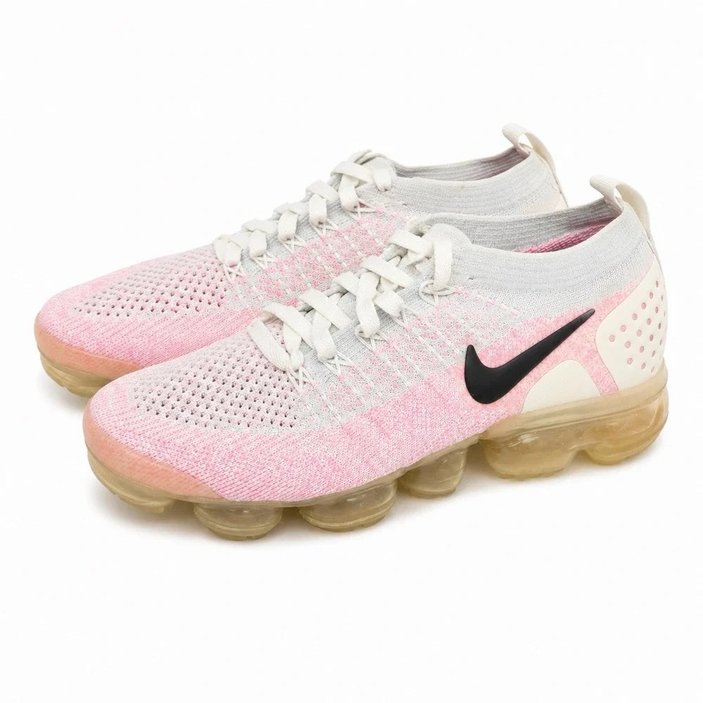 Nike Air VaporMax Flyknit White Pink 942843-102 Women's Size 8 Sneakers